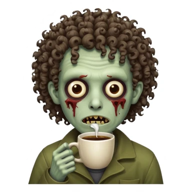 curly man zombie drink coffe sticker