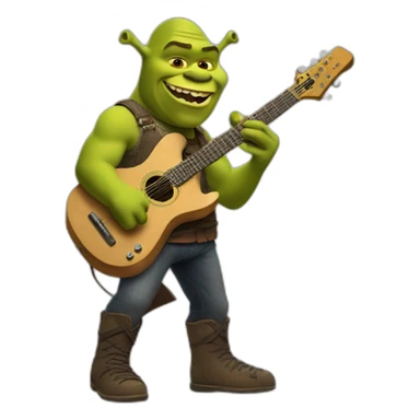 Shrek playing flying v guitar sticker