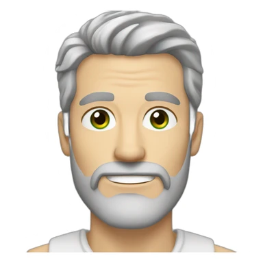 White guy green eyes brown beard grey hair at the temples sticker