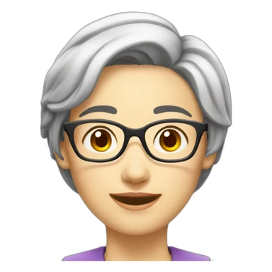 Teacher woman happy no glasses asian short hair sticker