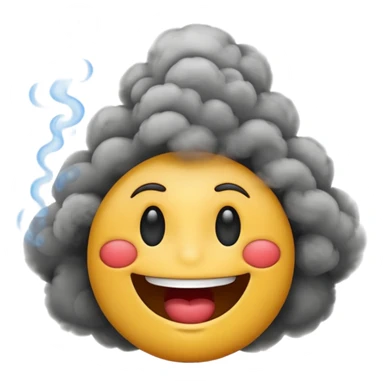 smiling emoji with smoke curling from lips sticker