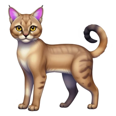 Colorful Neon Gothic exotic iridescent tropical shiny Fantasy-Siamese-Bobcat-Caracal-Scottish-Fold-feline-Fakémon-feline-hybrid (full body) sticker