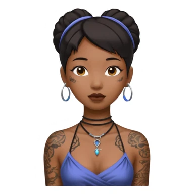asian black girl with neck tattoo and 2 string dress sticker