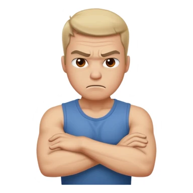 arms crossed holding neck angry guy sticker