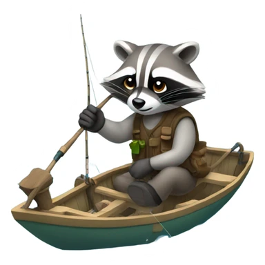 Racoon fishing sticker