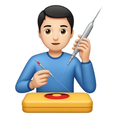 Man shooting up with needle sticker