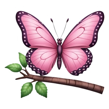 Side view pink butterfly on tree sticker