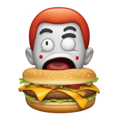 Clown with a burger burping  sticker