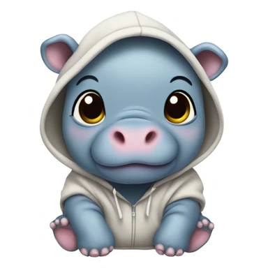 cute baby hippo wearing hoodie sticker