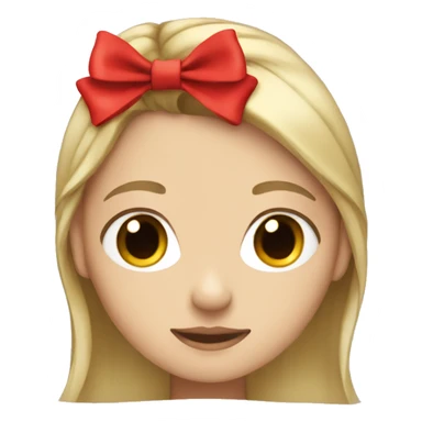 Half Brunette blonde hair girl with red bow sticker