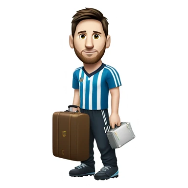 Lionel Messi wearing a suitcase sticker