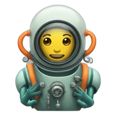 Deep sea diver with squid inside sticker