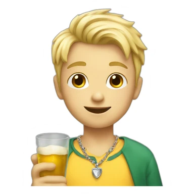 blonde boy with necklace drinking sticker