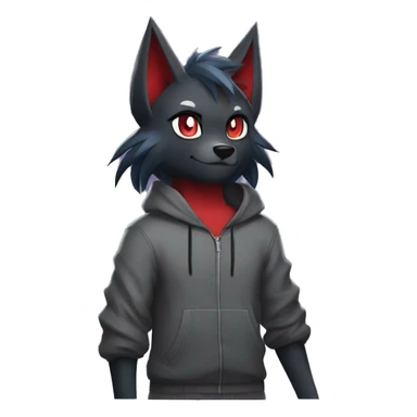 Cool Edgy Zorua-Zoroark-Mightyena with a collar and hoodie full body sticker
