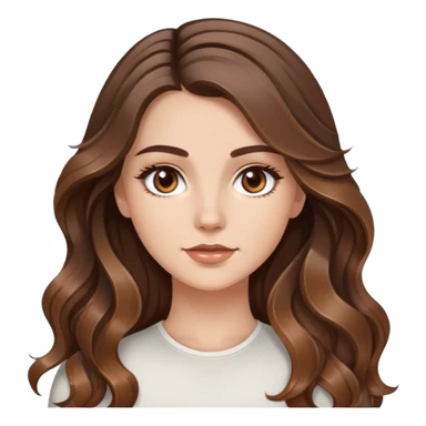White girl brown eyes with long wavy brown hair with brown highlights balayage  sticker
