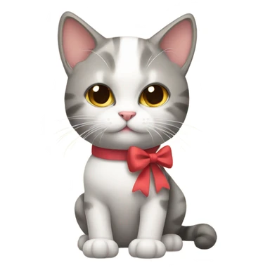 cat with a  boww  sticker