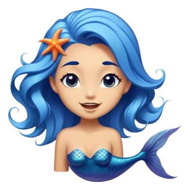 Cinematic Realistic Blue Hair Mermaid Portrait, head tilted dramatically with an exaggeratedly amused expression, featuring a striking, vibrant form with meticulously detailed, flowing blue hair and glowing, tanned skin. Her expressive eyes brim with playful marine mischief, rendered with dynamic underwater lighting and vibrant textures that imbue the scene with an air of cheeky, over‐the‐top oceanic whimsy—capturing the essence of a spirited mermaid ready to enchant with coastal charm. sticker