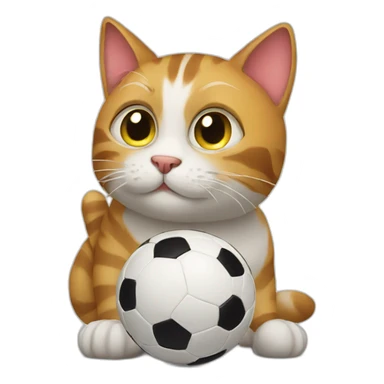 cat with a soccer ball sticker