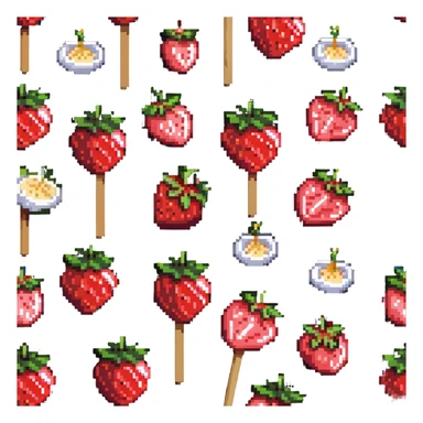 strawberry tanghulu on a wooden stick with shiny sugar coating sticker