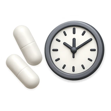 DUE BOCCETTE DI INTEGRATORI BIANCHE FLUTTUANO IN ARIA INSIEME AD UN OROLOGIO DA MURO IN STILE EMOJI IPHONE, IPERREALISTICA 4K sticker