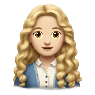 Mary Ingalls with long wavy  blonde hair pretty and detailed and realistic sticker
