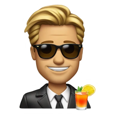 Brad Pitt with sunglass and an Cocktail in his Hand (complett Body)with Holiday vibes sticker