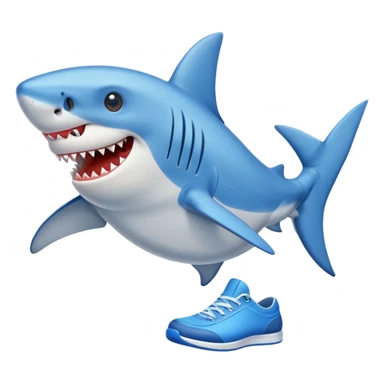 funny shark with blue shoes sticker