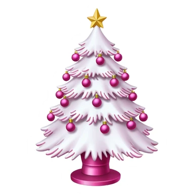 White Christmas tree with pink ornaments sticker