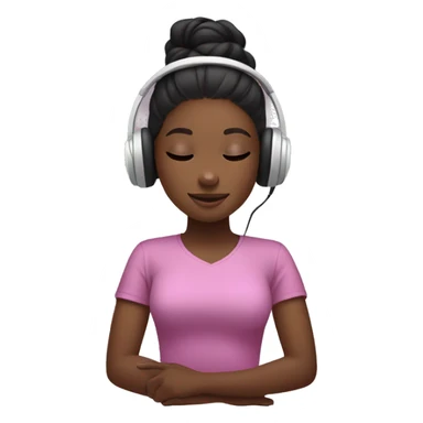 Black girl getting massage with headphones on sticker