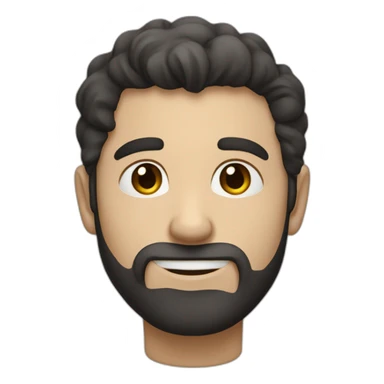 a small and thin white guy with dark hair and blue eyes and a little beard sticker