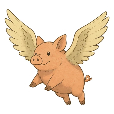 ghibli style flying pig with wings sticker