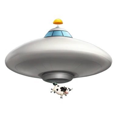 flying saucer with a cow gettin beamed up sticker