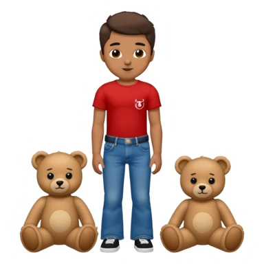 A boy and a girl teddy bear for the boy bear put on true religion shirt and jeans with black shoes and for the girl put flare jeans and a red tube top and white shoes just bears not the humans  sticker