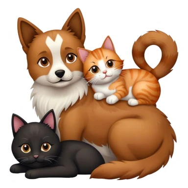 Dog with a cat laying on top sticker