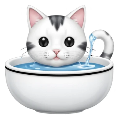 A water bowl with a cat drinking sticker
