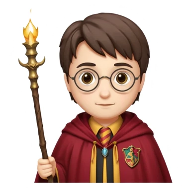Harry Potter in Gryffindor cape holding his wand sticker