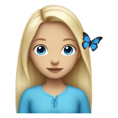 Blond girl blue eyes blue butterfly  sticker