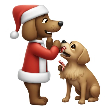 Small dog eating Santa Claus’s beard  sticker