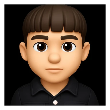 Change the boy's outfit to a black denim jacket with white buttons, keeping the 3D emoji style unchanged. The style should resemble Microsoft style 3D fluent emojis with a polished and dimensional look. sticker