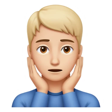 To hand on neck with a nervous face sticker