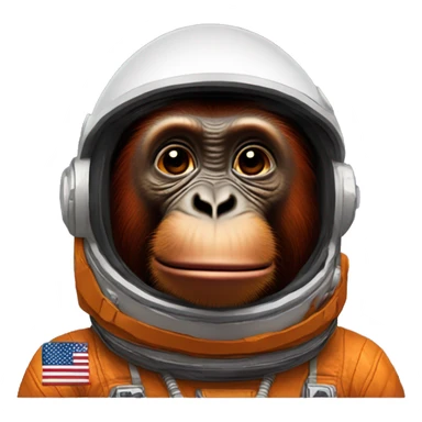 The common orangutan emoji, but with n astronaut helmet sticker