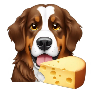 Bernese mountain eating cheese fondue sticker