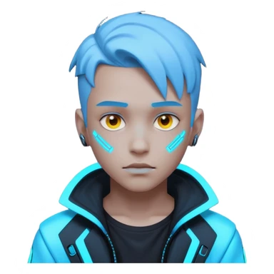 boy neon cyberpunk light blue sticker