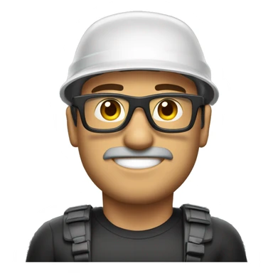 Hombre caucasico con casco, lentes de seguridad y tapones auditivos sticker