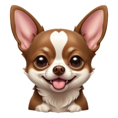 Cinematic Cute Yawning Chocolate Short Haired Chihuahua Portrait Emoji, Head tilted slightly with a dramatic, wide-open yawn, soft chocolate fur with a velvety texture, floppy ears slightly drooping, round dark eyes barely open in drowsy contentment, Simplified yet irresistibly adorable features, highly detailed, glowing with a soft, cozy glow, high shine, relaxed yet expressive, stylized with a touch of whimsy, bright and endearing, soft glowing outline, capturing the essence of a sleepy yet affectionate pup, so drowsy it feels like it could stretch right out of the screen and curl up for a nap! sticker