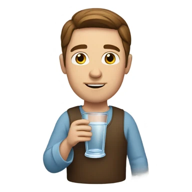 White guy with brown hair drinking water sticker