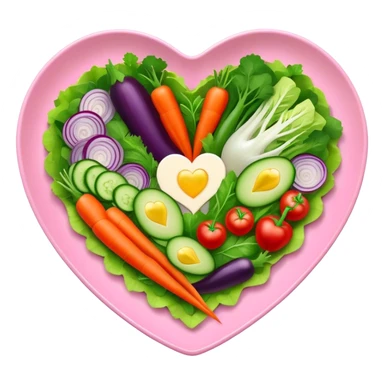 green salad in a pink heart shaped plate   sticker