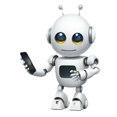 robot looking at his iphone sticker