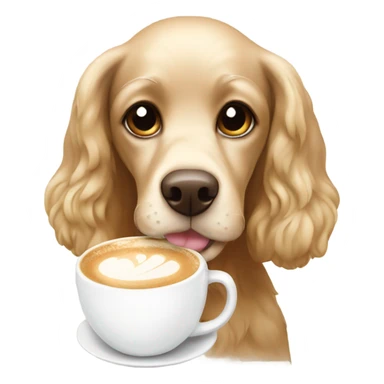 blonde spaniel drinking capucino sticker