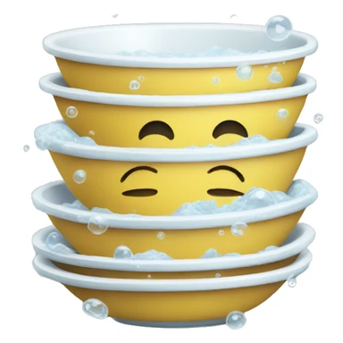 clean stack of dishes with bubbles sticker
